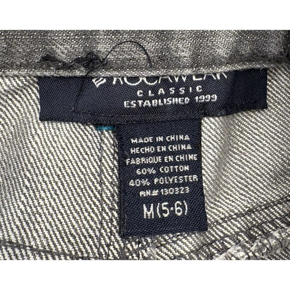 Rocawear Girls Gray Jeans Straight Leg Size Medium (5-6) Embroidered - Picture 6 of 7